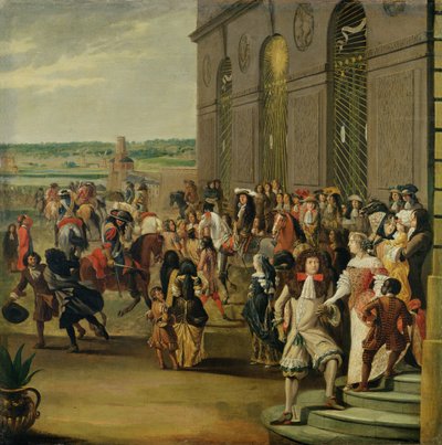 Louis XIV (1638-1715) in Front of the Grotto of Thetis at Versailles, 1675 by French School
